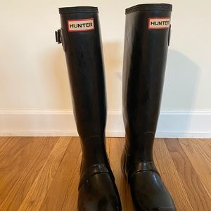 Hunter Tall Womens Black Rain Boots - Size 8